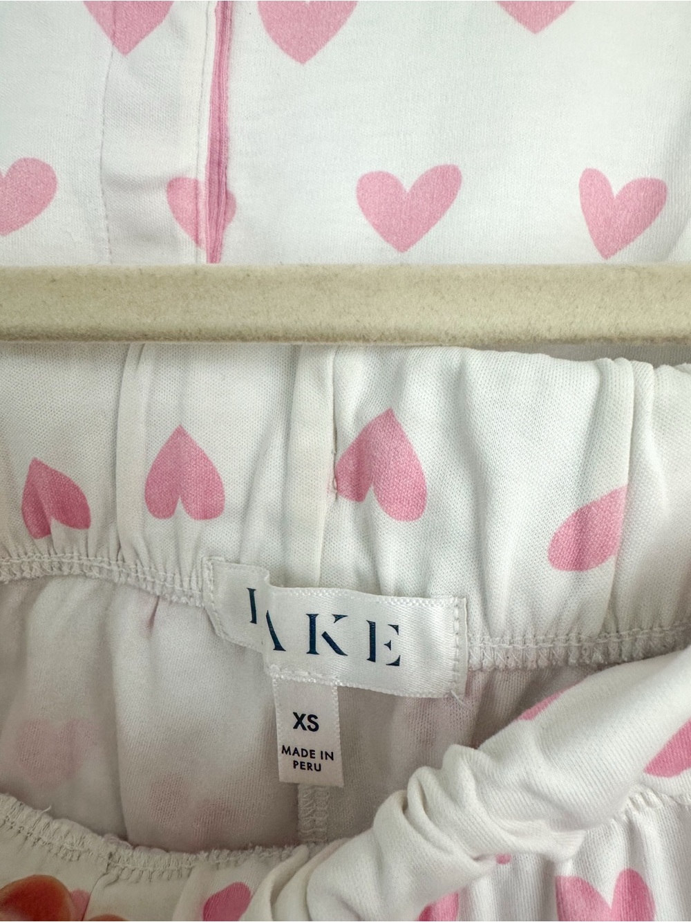 LAKE maternity pajamas XS light pink hearts - Picture 3 of 5